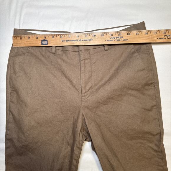 Express Classic Mens Pants 32x30 (32x27) Linen Blend Straight Chino Brown Tan - Picture 2 of 11
